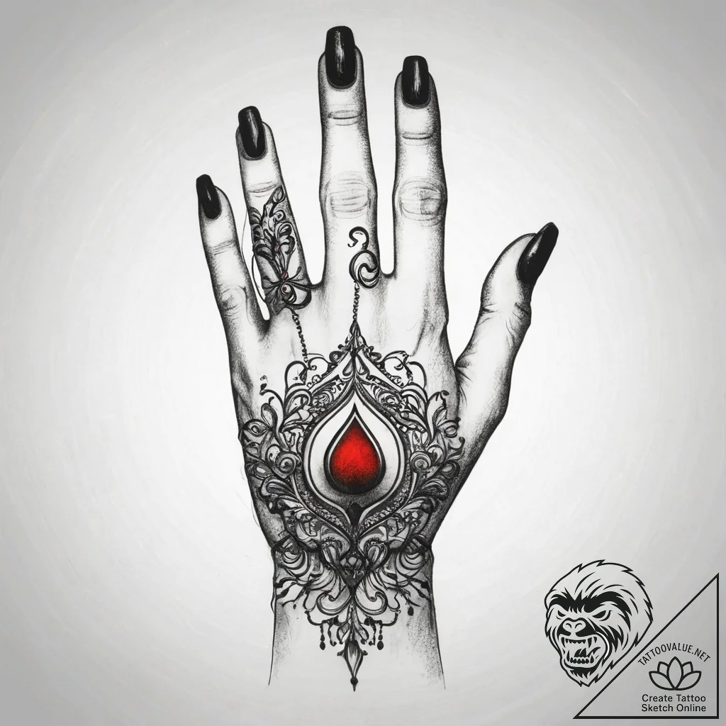 A victorian mourning hand symbol, tattoo draw... - tattoo sketch (№1751303257_0, 30.06.2025 17:07) — tattoovalue.net