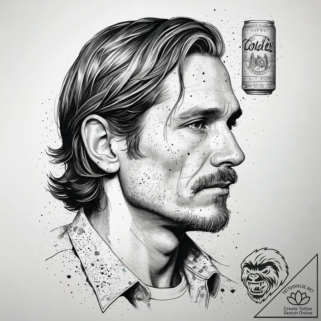 A trash polka composition of rust cohle, with... - tattoo sketch (№1751303655_0, 30.06.2025 17:14) — tattoovalue.net