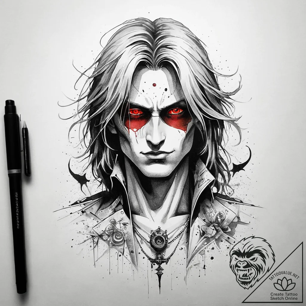 A trash polka tattoo of alucard from hellsing... - tattoo sketch (№1751303733_0, 30.06.2025 17:15) — tattoovalue.net