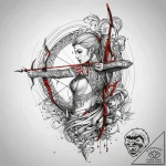 Elven archer, tattoo sketch design, highly de… – tattoo sketch (№1751303973_0, 30.06.2025 17:19) — tattoovalue.net