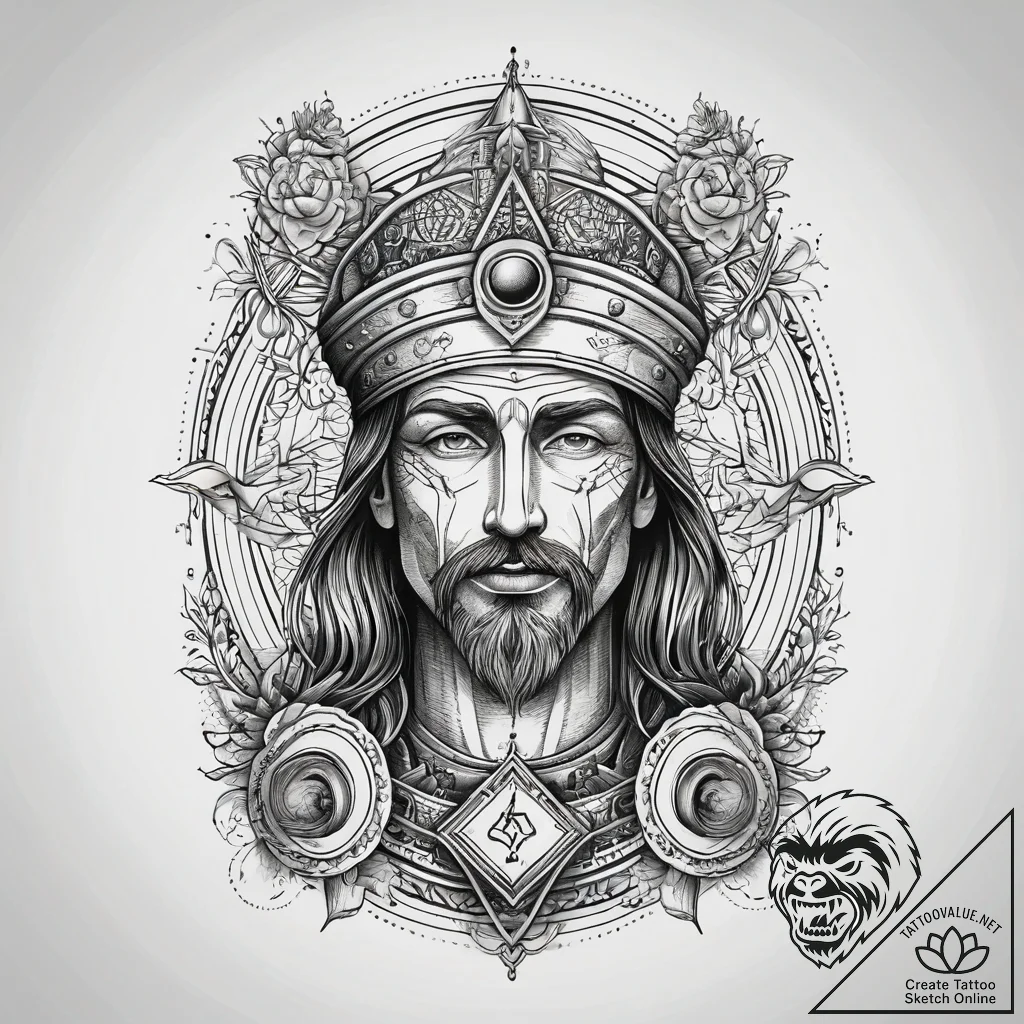 A tarot card (e.g., the fool, the hermit, the... - tattoo sketch (№1751304136_0, 30.06.2025 17:22) — tattoovalue.net