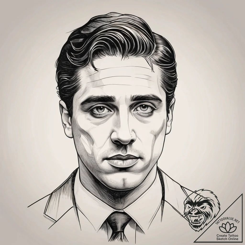 A neo-traditional portrait of a young michael... - tattoo sketch (№1751304932_0, 30.06.2025 17:35) — tattoovalue.net
