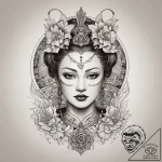 A sketch of queen amidala in her royal attire… – tattoo sketch (№1751305015_0, 30.06.2025 17:36) — tattoovalue.net