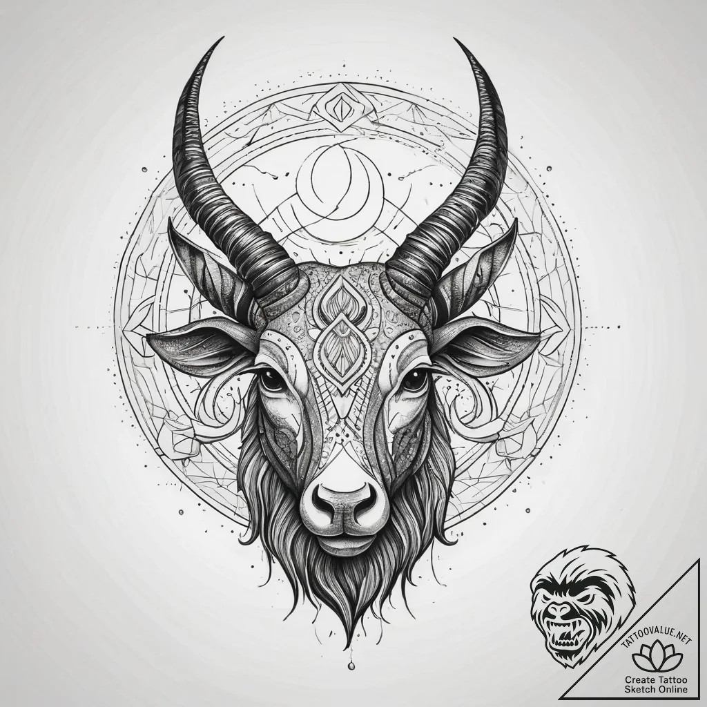 Capricorn, concept art for tattoo, profession... - tattoo sketch (№1751305490_0, 30.06.2025 17:44) — tattoovalue.net