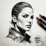 A graphic novel style portrait of commander s… – tattoo sketch (№1751305808_0, 30.06.2025 17:50) — tattoovalue.net