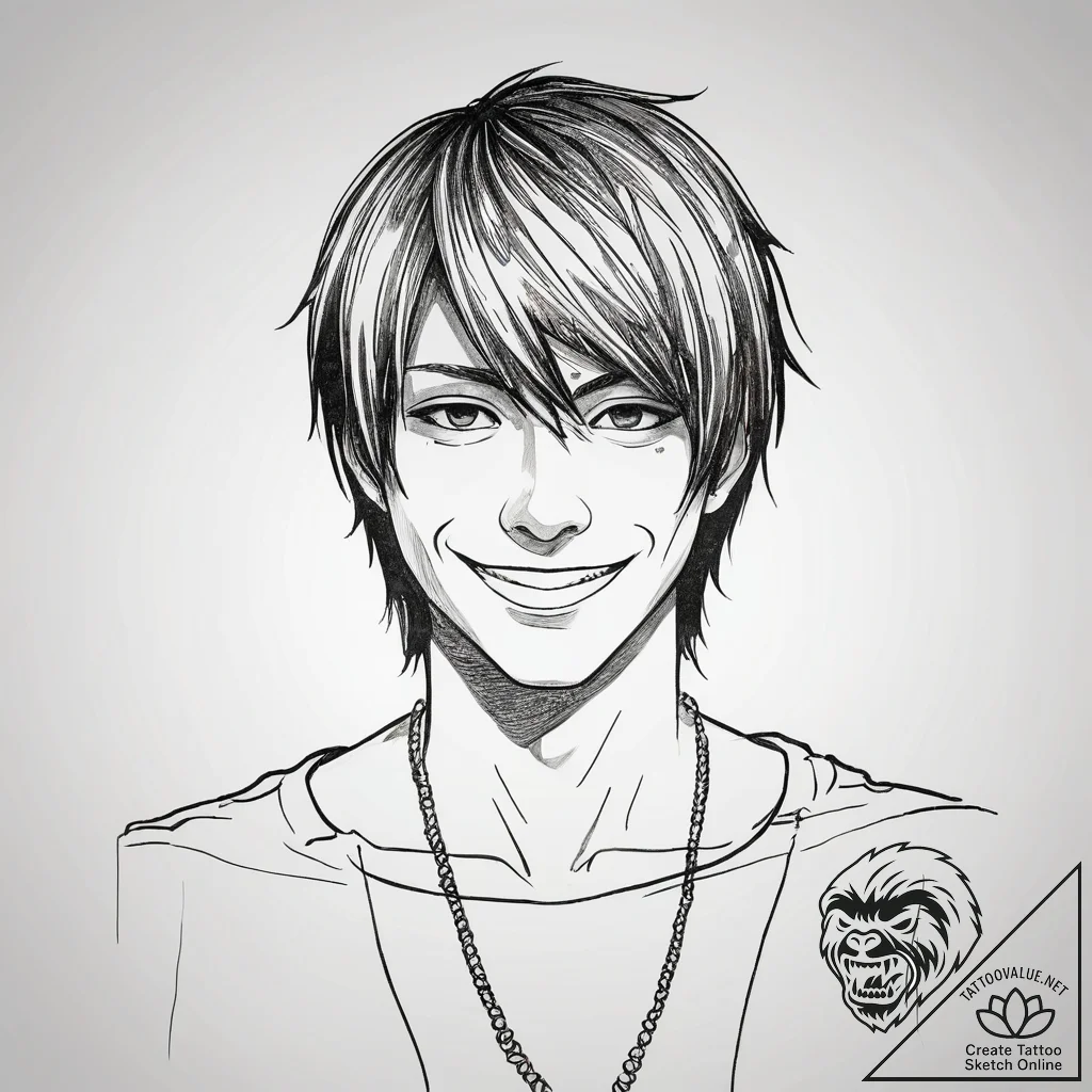 A graphic novel style portrait of light yagam... - tattoo sketch (№1751305886_0, 30.06.2025 17:51) — tattoovalue.net