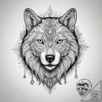 A minimalist linework tattoo of a direwolf, t… – tattoo sketch (№1751306604_0, 30.06.2025 18:03) — tattoovalue.net