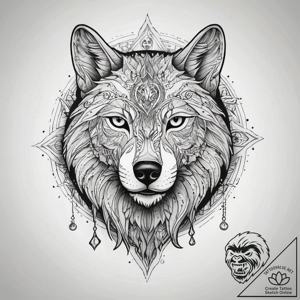 A minimalist linework tattoo of a direwolf, t... - tattoo sketch (№1751306604_0, 30.06.2025 18:03) — tattoovalue.net