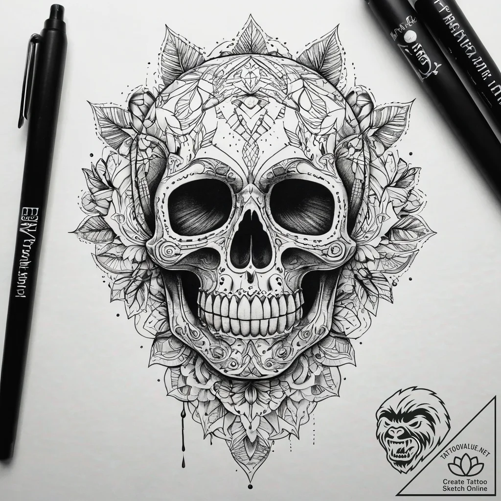 Skeleton, tattoo drawing outline, dotwork tat... - tattoo sketch (№1751307718_0, 30.06.2025 18:21) — tattoovalue.net