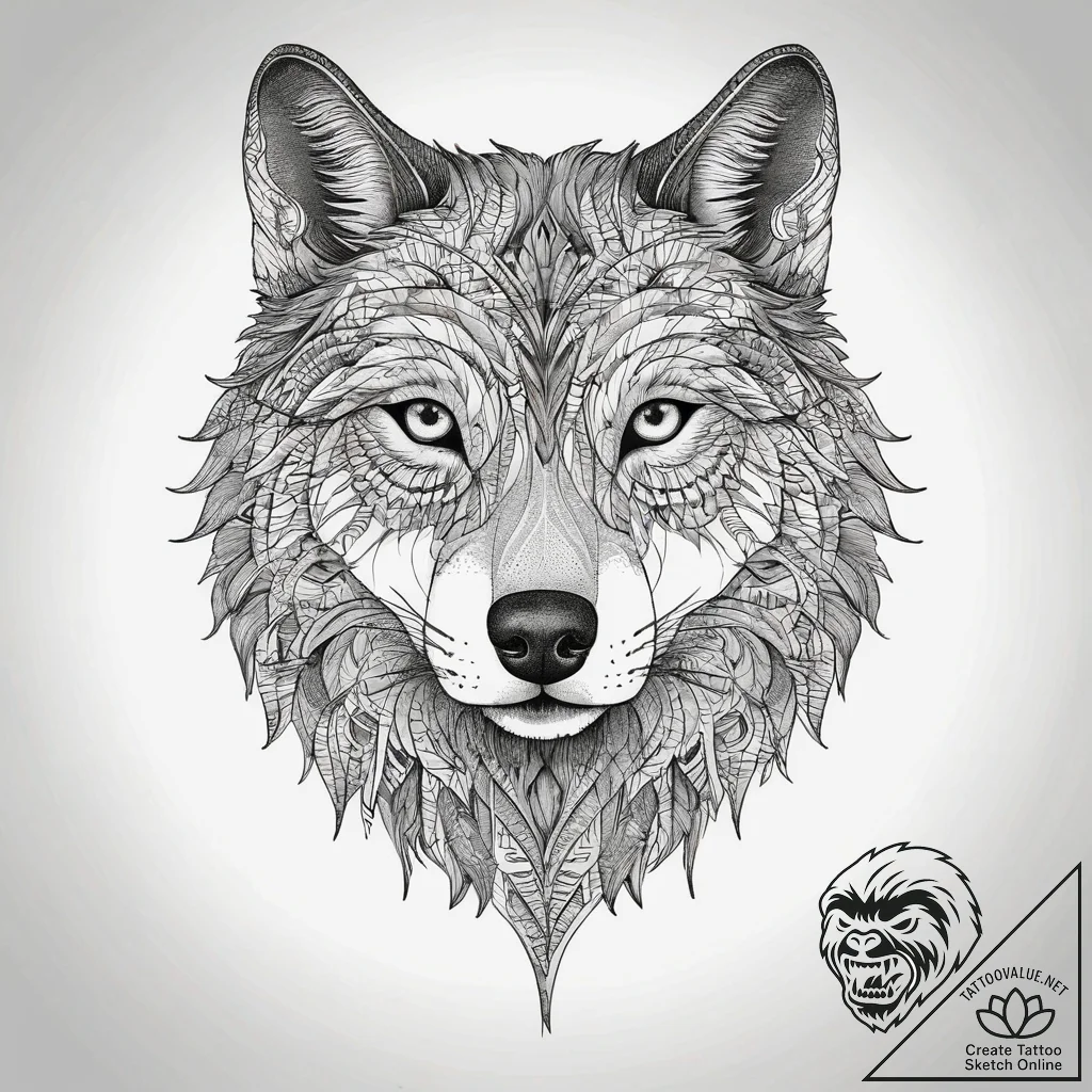 A linework tattoo design of the wolf school m... - tattoo sketch (№1751308355_0, 30.06.2025 18:32) — tattoovalue.net