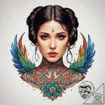 31. chicano style portrait of a beautiful, ta… – tattoo sketch (№1751310027_0, 30.06.2025 19:00) — tattoovalue.net