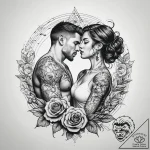 A linework tattoo of the “dancing” scene with… – tattoo sketch (№1751310109_0, 30.06.2025 19:01) — tattoovalue.net