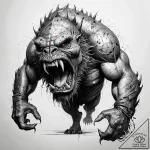 A sketch of a rancor, monstrous and powerful…. – tattoo sketch (№1751310427_0, 30.06.2025 19:07) — tattoovalue.net
