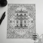 A linework tattoo of the overlook hotel carpe… – tattoo sketch (№1751310583_0, 30.06.2025 19:09) — tattoovalue.net
