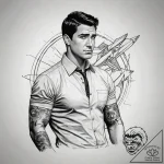 A sketch of sterling archer, with the phrase… – tattoo sketch (№1751311218_0, 30.06.2025 19:20) — tattoovalue.net