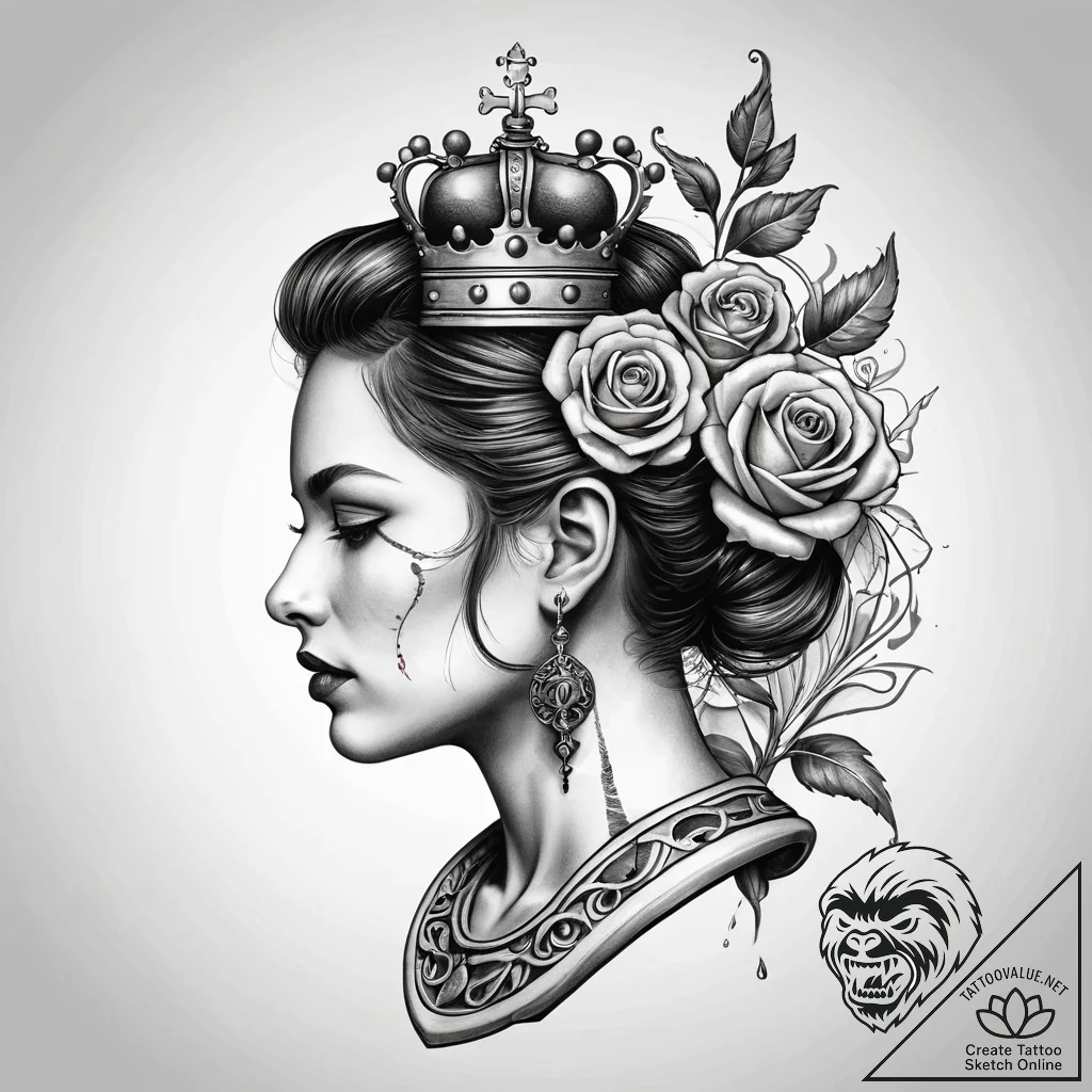 A single chess piece (e.g., the queen), tatto... - tattoo sketch (№1751311459_0, 30.06.2025 19:24) — tattoovalue.net