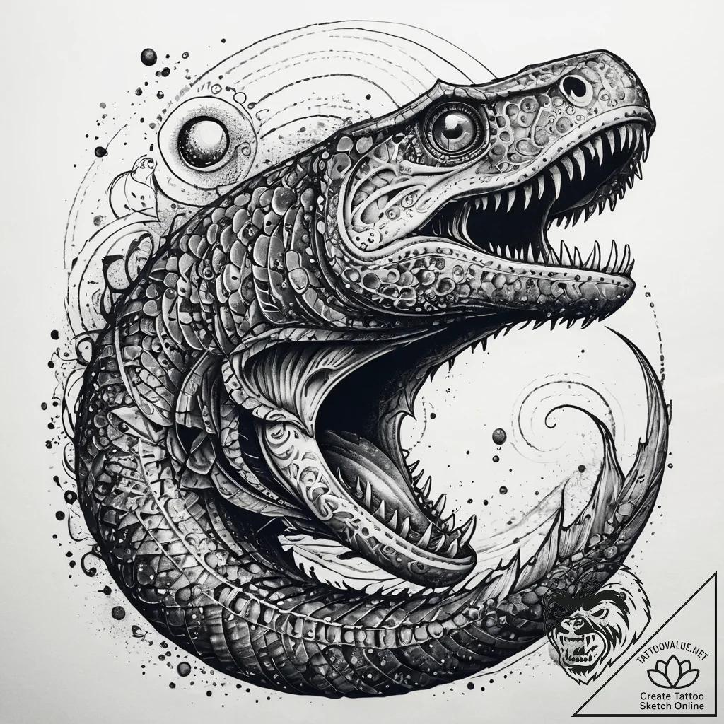 A trash polka composition of a sandworm, spic... - tattoo sketch (№1751312332_0, 30.06.2025 19:38) — tattoovalue.net