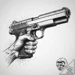 Graphic novel style panel of rick deckard aim… – tattoo sketch (№1751312807_0, 30.06.2025 19:46) — tattoovalue.net