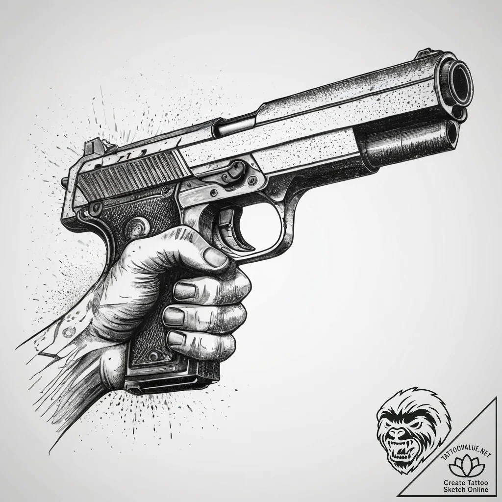 Graphic novel style panel of rick deckard aim... - tattoo sketch (№1751312807_0, 30.06.2025 19:46) — tattoovalue.net