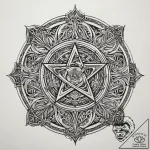 Pentacle, ink illustration for tattoo, neo tr… – tattoo sketch (№1751313761_0, 30.06.2025 20:02) — tattoovalue.net