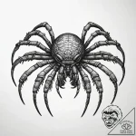 113. linework tattoo of a facehugger, minimal… – tattoo sketch (№1751313839_0, 30.06.2025 20:03) — tattoovalue.net