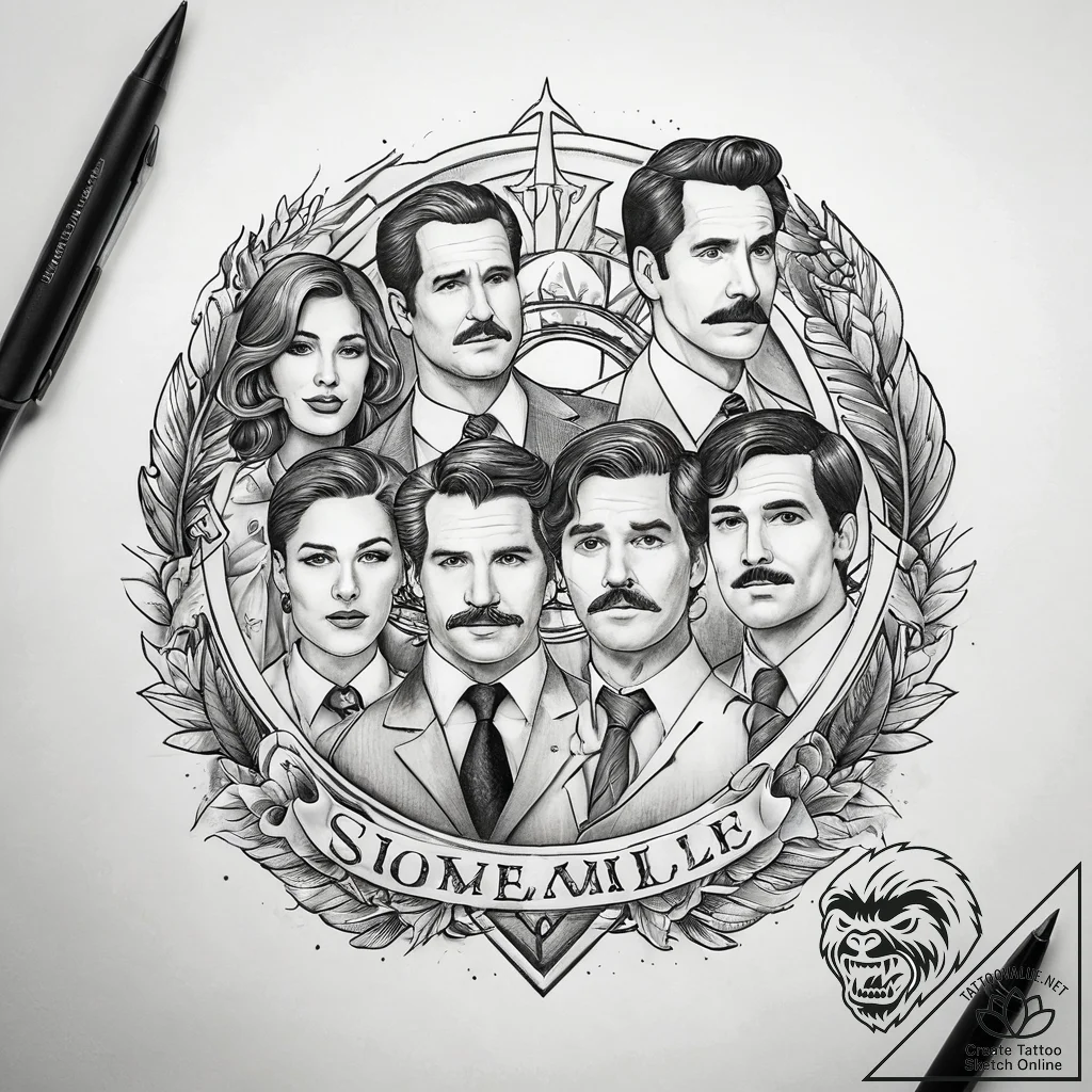 A sketch of the "news team assemble!" scene f... - tattoo sketch (№1751314001_0, 30.06.2025 20:06) — tattoovalue.net