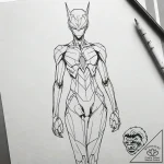 A sketch of the eva unit-01 from neon genesis… – tattoo sketch (№1751314640_0, 30.06.2025 20:17) — tattoovalue.net
