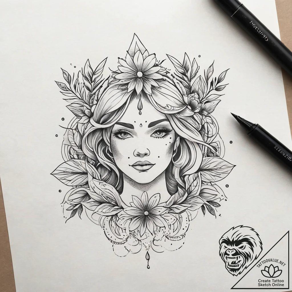 A linework tattoo of the "au revoir, shosanna... - tattoo sketch (№1751314717_0, 30.06.2025 20:18) — tattoovalue.net