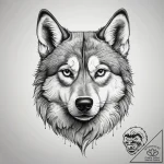 Husky, tattoo line art, bold outlines, thick… – tattoo sketch (№1751314795_0, 30.06.2025 20:19) — tattoovalue.net