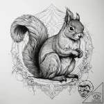 Squirrel, tattoo drawing outline, studio ligh… – tattoo sketch (№1751315036_0, 30.06.2025 20:23) — tattoovalue.net