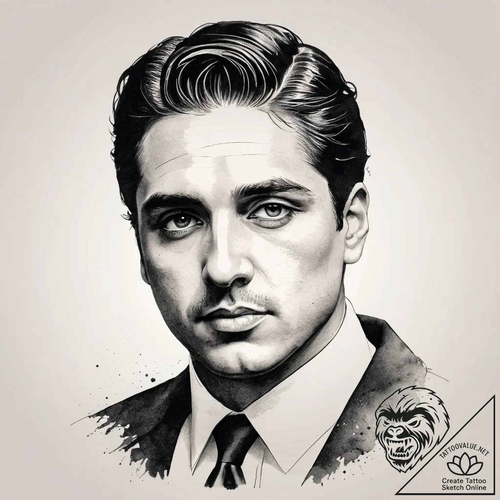 A neo-traditional portrait of a young michael... - tattoo sketch (№1751315432_0, 30.06.2025 20:30) — tattoovalue.net