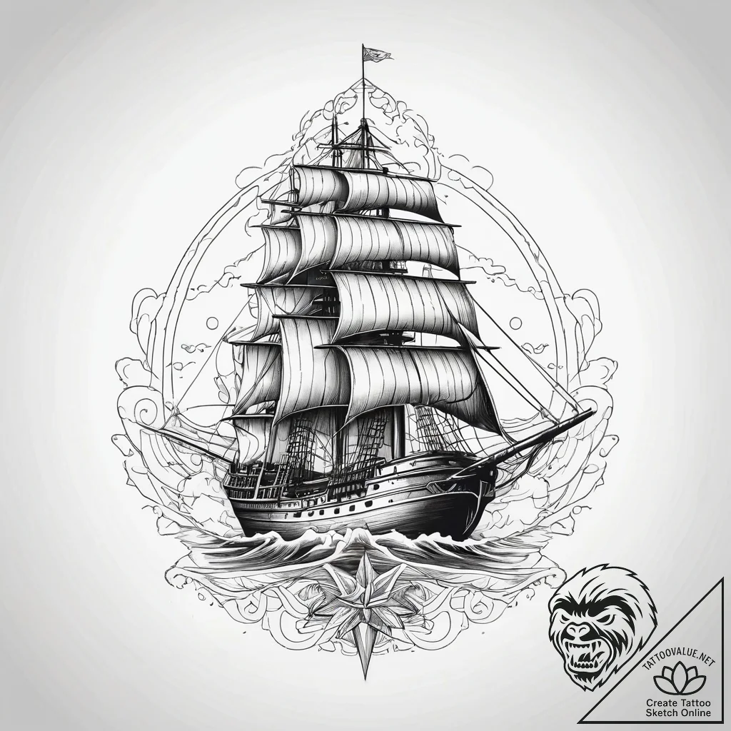 The ship naglfar from norse mythology, tattoo... - tattoo sketch (№1751315509_0, 30.06.2025 20:31) — tattoovalue.net