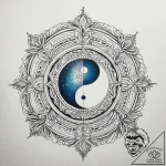 A dotwork design of the yin-yang symbol made… – tattoo sketch (№1751315588_0, 30.06.2025 20:33) — tattoovalue.net