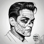 A chicano style tattoo of harvey “two-face” d… – tattoo sketch (№1751315672_0, 30.06.2025 20:34) — tattoovalue.net