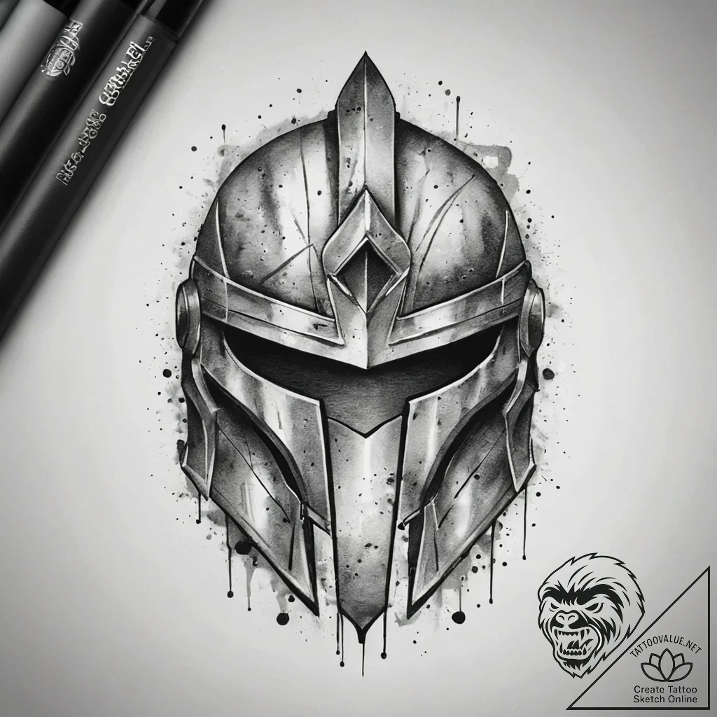 Spartan helmet, tattoo flash sheet design, ro... - tattoo sketch (№1751316467_0, 30.06.2025 20:47) — tattoovalue.net