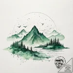 A watercolor sketch of the green code rain fo… – tattoo sketch (№1751316785_0, 30.06.2025 20:53) — tattoovalue.net
