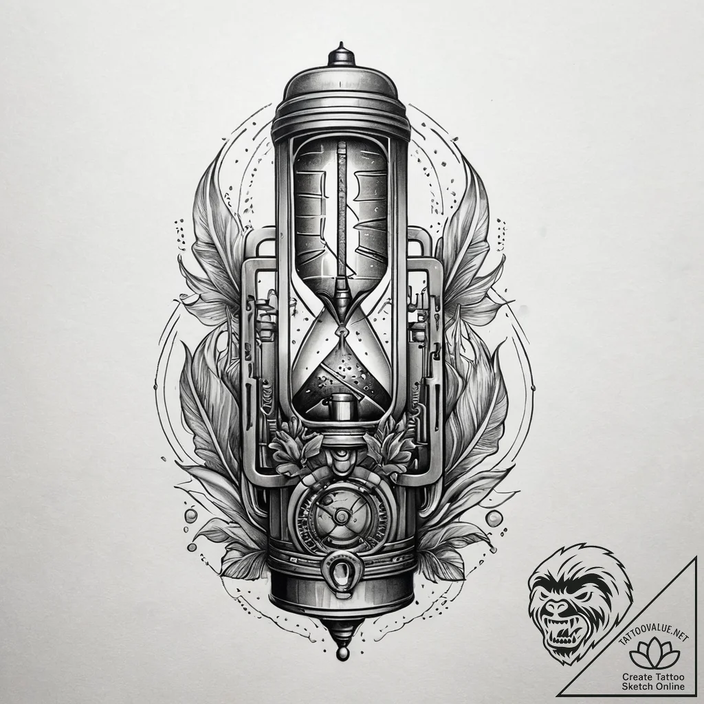 Nixie tube clock, tattoo flash sheet design,... - tattoo sketch (№1751317265_0, 30.06.2025 21:01) — tattoovalue.net