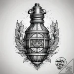 Grenade, tattoo line art, vibrant colors, ful… – tattoo sketch (№1751317343_0, 30.06.2025 21:02) — tattoovalue.net