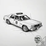 A tattoo of the “spinner” police car, detaile… – tattoo sketch (№1751317582_0, 30.06.2025 21:06) — tattoovalue.net