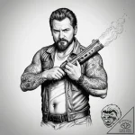 A graphic novel panel of macready from the th… – tattoo sketch (№1751317817_0, 30.06.2025 21:10) — tattoovalue.net