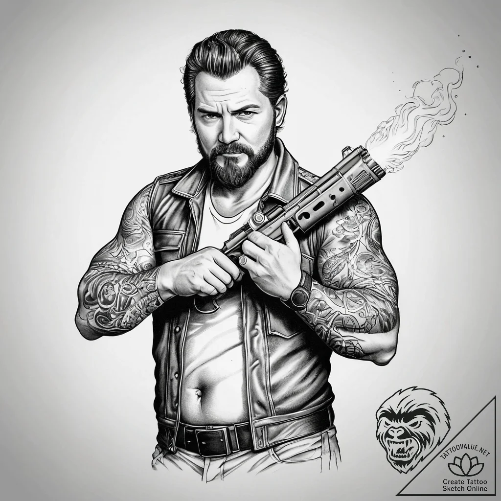 A graphic novel panel of macready from the th... - tattoo sketch (№1751317817_0, 30.06.2025 21:10) — tattoovalue.net