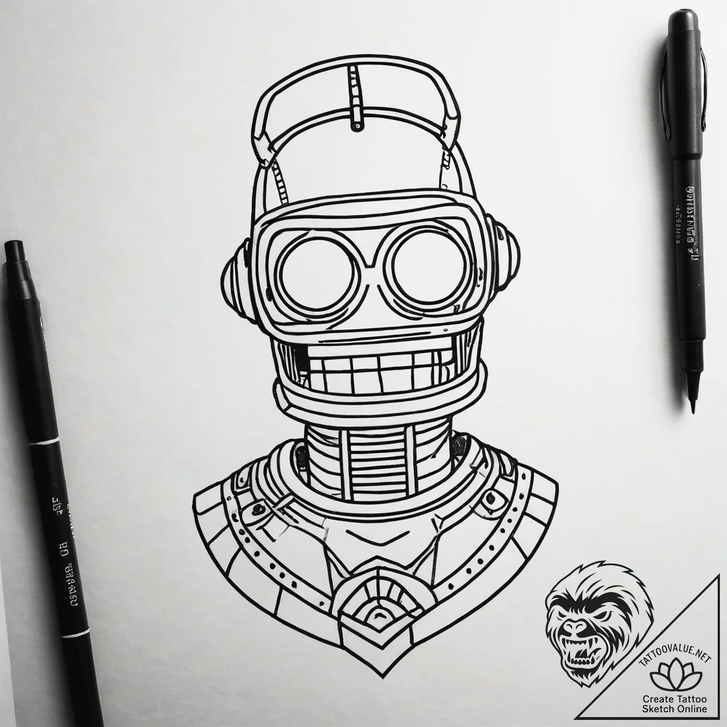 A graphic novel panel of bender from futurama... - tattoo sketch (№1751318222_0, 30.06.2025 21:17) — tattoovalue.net
