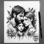 A watercolor sketch of ellie and joel from th… – tattoo sketch (№1751318299_0, 30.06.2025 21:18) — tattoovalue.net
