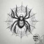 A spider in an ornate web on a mirror, ink il… – tattoo sketch (№1751318377_0, 30.06.2025 21:19) — tattoovalue.net