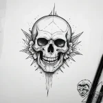 A neo-traditional tattoo of the skull on stun… – tattoo sketch (№1751318617_0, 30.06.2025 21:23) — tattoovalue.net