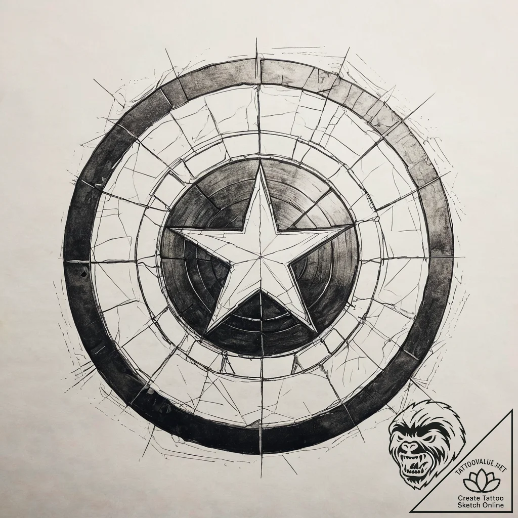 A graphic novel panel of captain america's sh... - tattoo sketch (№1751319254_0, 30.06.2025 21:34) — tattoovalue.net