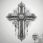 Cross, artistic tattoo sketch, black and whit… – tattoo sketch (№1751319331_0, 30.06.2025 21:35) — tattoovalue.net
