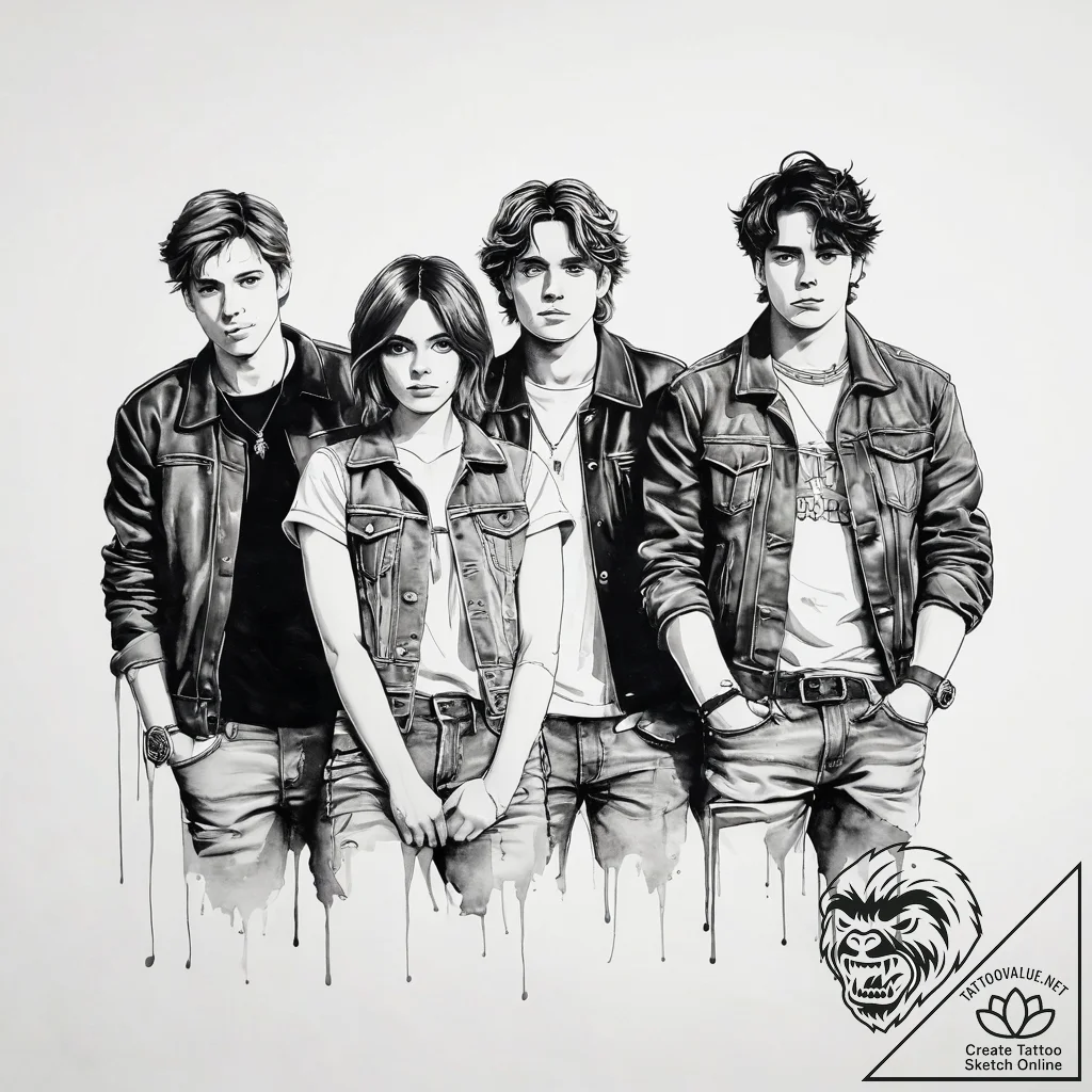 A watercolor tattoo of the main characters fr... - tattoo sketch (№1751319410_0, 30.06.2025 21:36) — tattoovalue.net