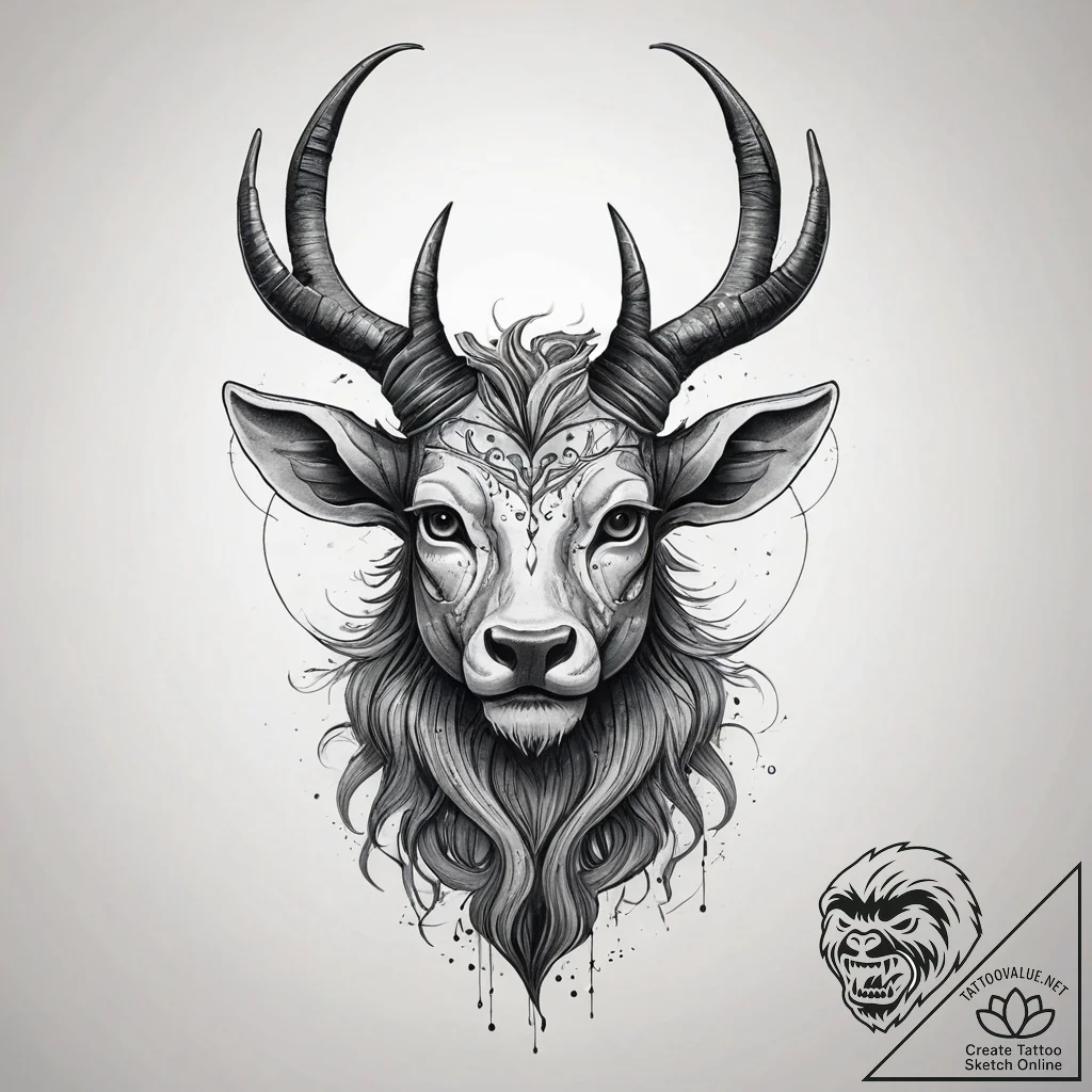 A sketch of the faun, both charming and frigh... - tattoo sketch (№1751319650_0, 30.06.2025 21:40) — tattoovalue.net
