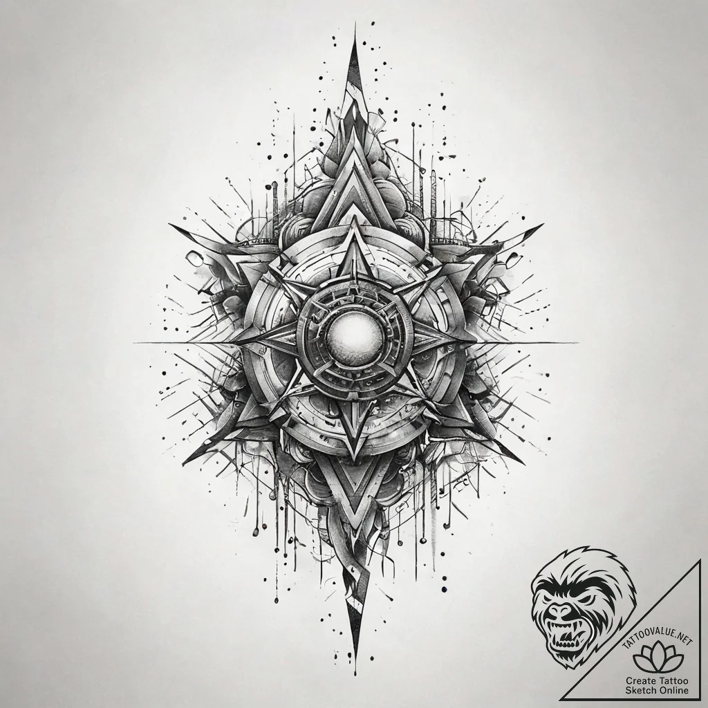 A "glitch in the matrix" effect on a simple o... - tattoo sketch (№1751320459_0, 30.06.2025 21:54) — tattoovalue.net
